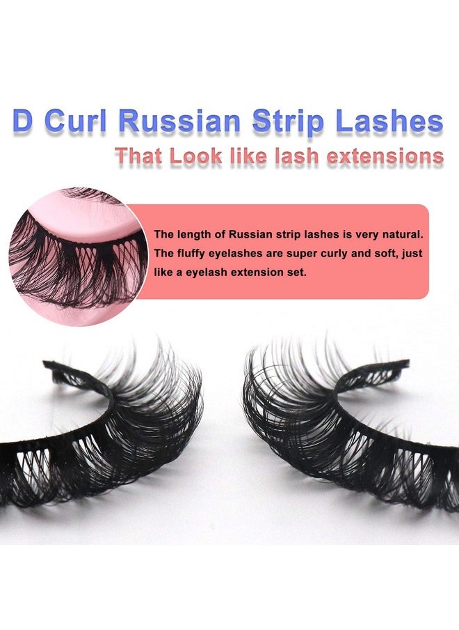 Russian Strip Lashes Dd Curl False Eyelashes Fluffy Wispy Faux Mink Lashes 10 Pairs Pack (D07)