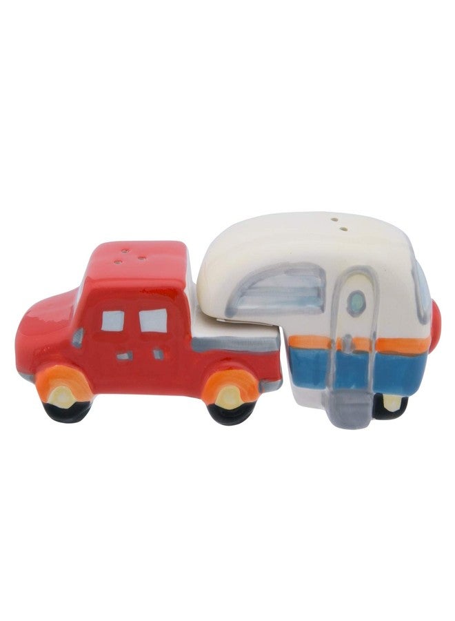 Beachcombers Truck/Camper Salt And Pepper Unique Ceramic Novelty Shakers Decor Decoration Red And White Truck/Camper - Image 1
