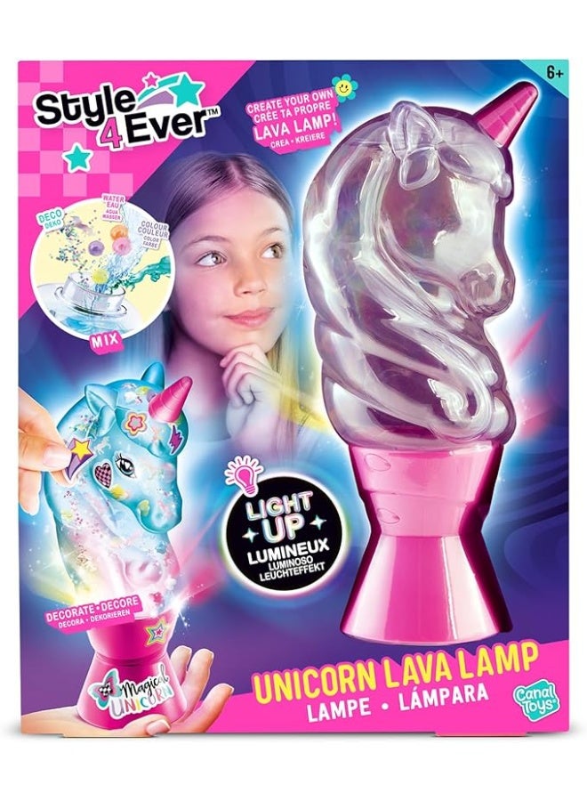 كانال تويز أسلوب 4 إيفر وحيد القرن مصباح لافا افعلها بنفسك | زين مصباح الماء الخاص بك مجموعة حرف | زينة غرفة وحيد القرن اللطيفة | وردي - Image 2