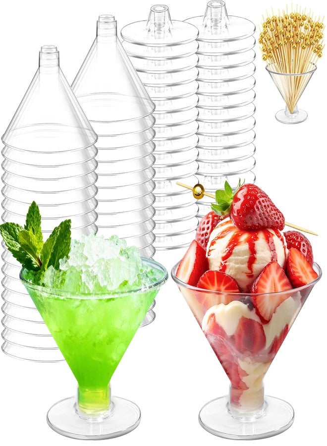 RYTOXILO 100 PCS Plastic Martini Glasses Disposable, 5oz Clear Martini Plastic Glasses with Cocktail Picks, Unbreakable Mini Cocktail Cups for Weddings Party - Image 1