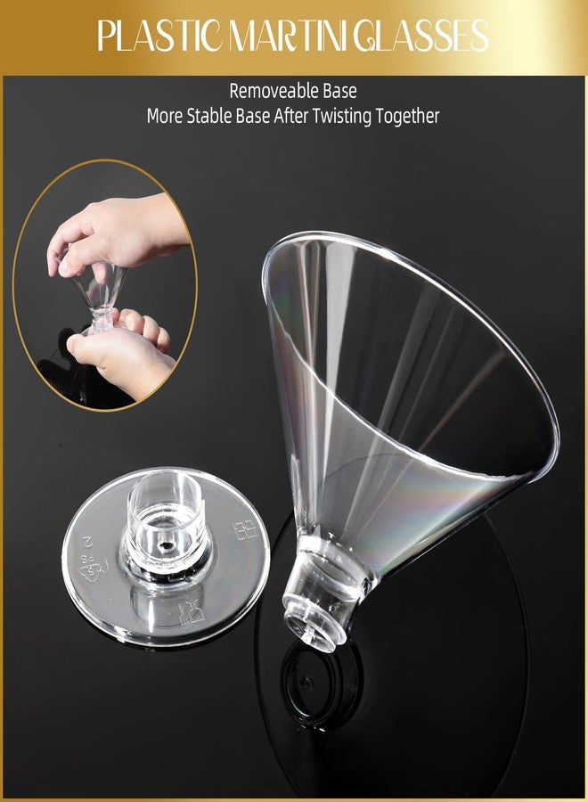 RYTOXILO 100 PCS Plastic Martini Glasses Disposable, 5oz Clear Martini Plastic Glasses with Cocktail Picks, Unbreakable Mini Cocktail Cups for Weddings Party - Image 3
