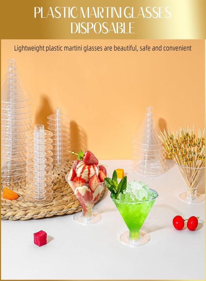 RYTOXILO 100 PCS Plastic Martini Glasses Disposable, 5oz Clear Martini Plastic Glasses with Cocktail Picks, Unbreakable Mini Cocktail Cups for Weddings Party - Image 5