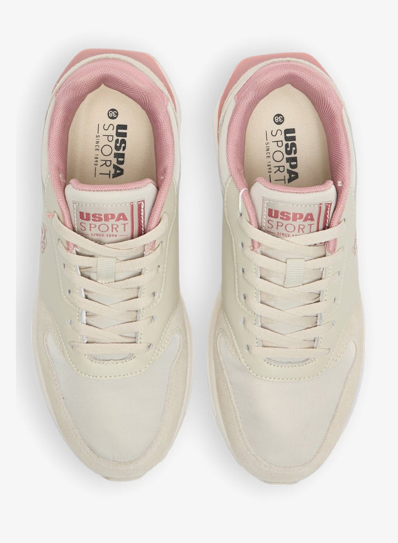 يو اس بولو اسن سنيكرز نسائي بيج خفيف بتصميم أنيق ولمسات وردية ناعمة، أحذية كاجوال مريحة للاستخدام اليومي - Image 5