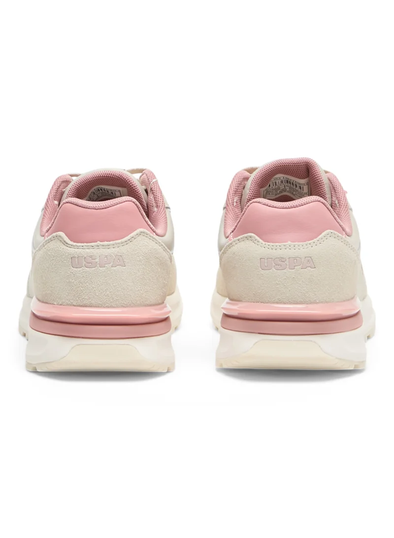U.S. Polo Assn. Women's Lightweight Beige Sneakers - Elegant Design with Soft Pink Accents, Comfortable Casual Shoes for Everyday Wear