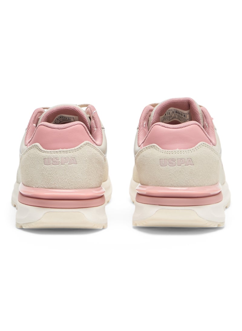U.S. Polo Assn. Women's Lightweight Beige Sneakers - Elegant Design with Soft Pink Accents, Comfortable Casual Shoes for Everyday Wear  - Image 4