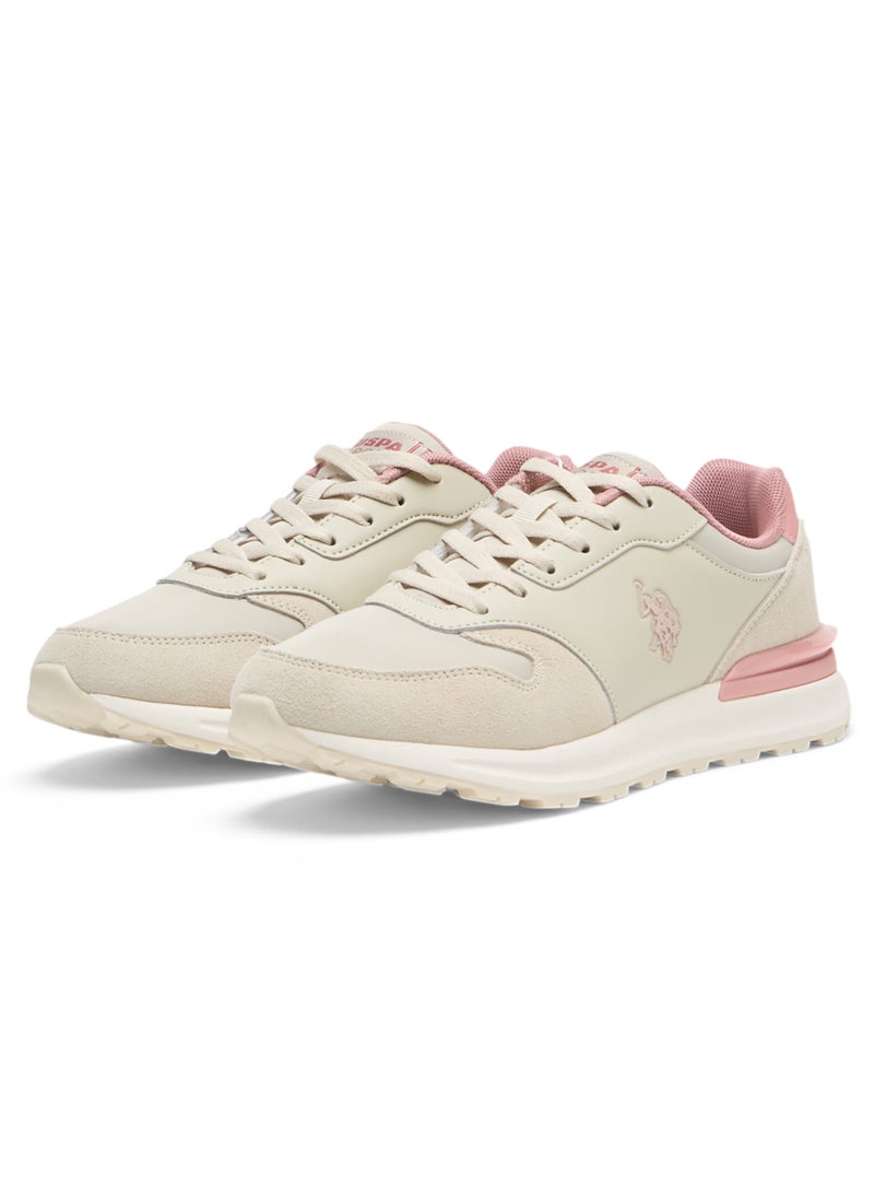 U.S. Polo Assn. Women's Lightweight Beige Sneakers - Elegant Design with Soft Pink Accents, Comfortable Casual Shoes for Everyday Wear  - Image 3
