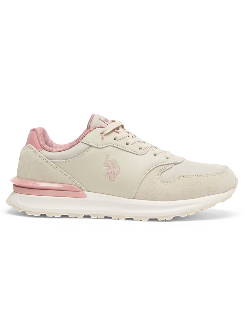 U.S. Polo Assn. Women's Lightweight Beige Sneakers - Elegant Design with Soft Pink Accents, Comfortable Casual Shoes for Everyday Wear  - Image 1