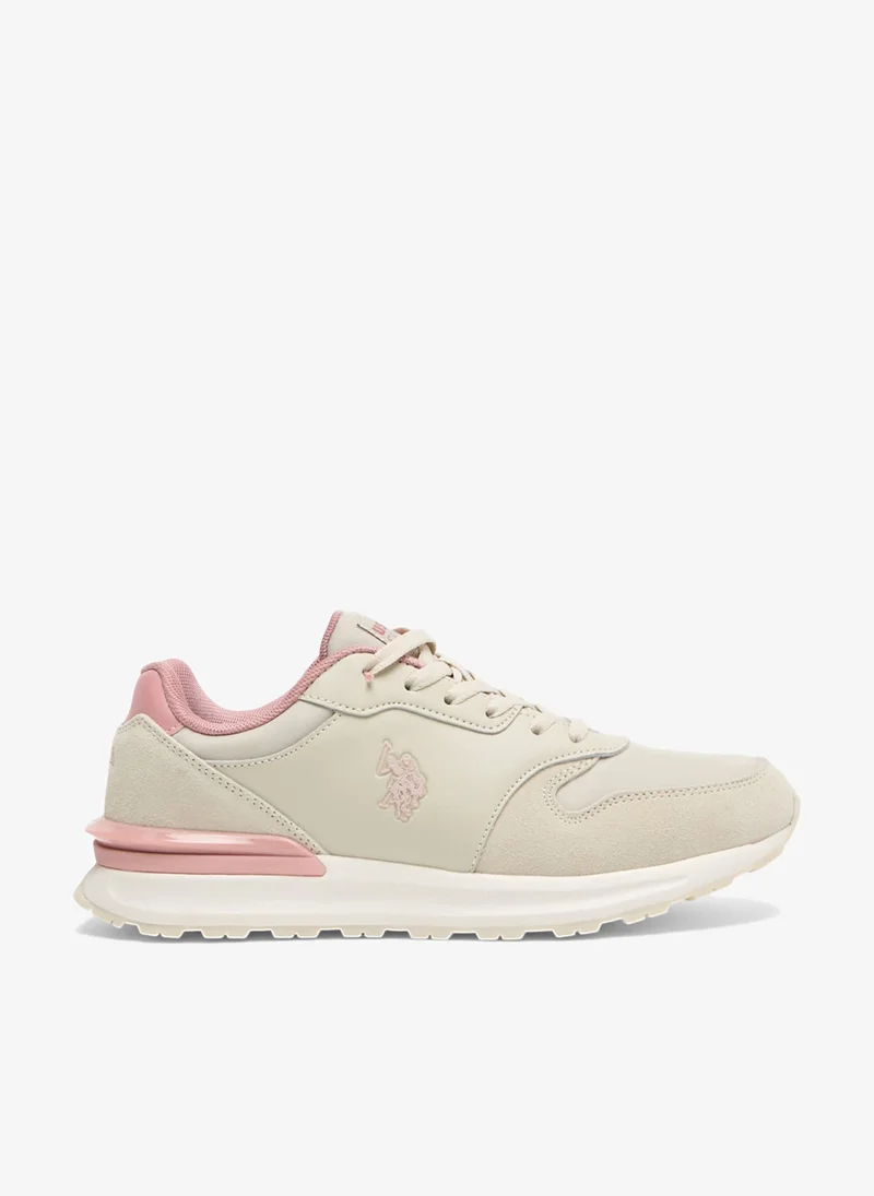 Women's Lightweight Shoes Beige Sneakers - Elegant Design with Soft Pink Accents Shoes, Comfortable Casual Shoes for Everyday Wear