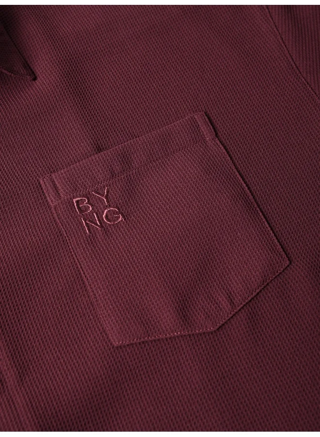 بيونغ French Wine Half Sleeve Waffle Shirt for Men