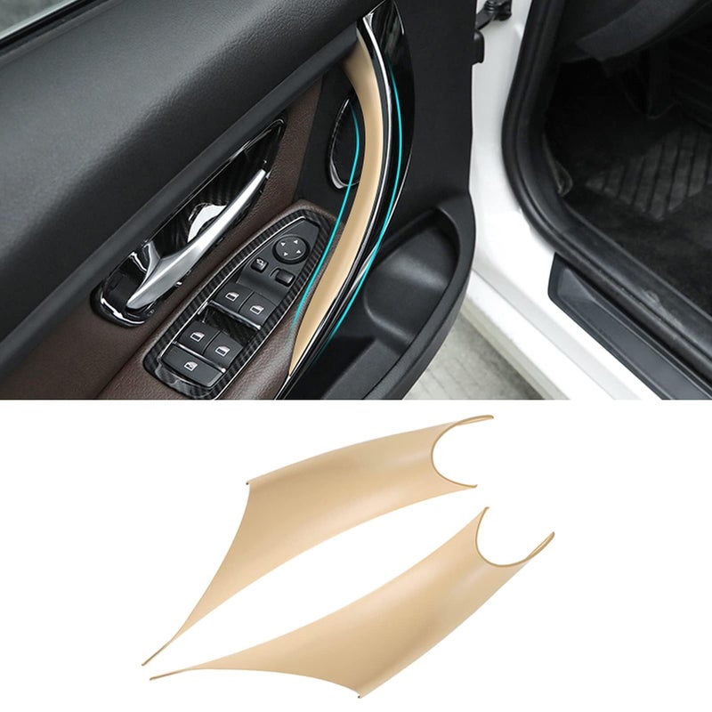 TTCR-II 2PCS Door Handle Covers Compatible with BMW 3 Series 4 Series F30/F31/F34/F80 320i,328i,330i,335i & F32/F33/F36 428i,435i,Driver Side and Front Row Passenger Door Pull Handle Covers (Beige) - Image 1