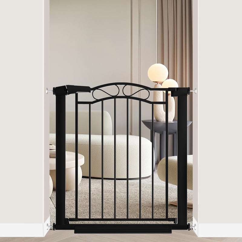 Fairy Baby Black Baby Gate with DoorWalk Through Baby Gates for Stairs Pressure Mounted no DrillIndoor Tension Metal Child Pet Dog Safety Gate 29533228 Wide 