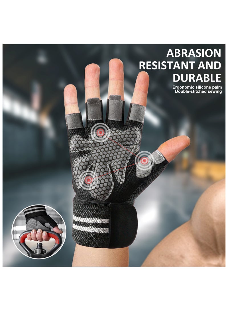 ZERIFAM Gym Gloves, Workout Gloves with Wrist Wrap Support for Men and Women, Weight Lifting Gloves with Excellent Grip, Full Palm Protection for Weightlifting, Training, Fitness, Hanging, Pull ups  - Image 2