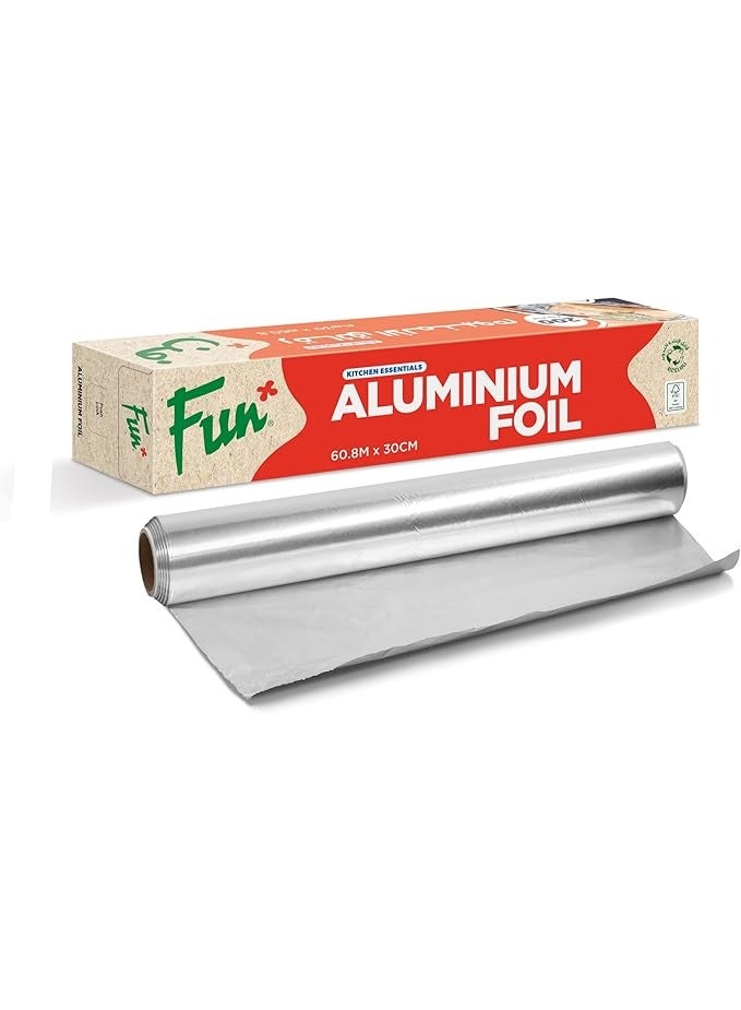 Fun Extra-Wide Aluminium Foil 60.8M x 30CM, 200sqft – Heavy Duty Kitchen Wrap for Cooking, Grilling, Baking, Roasting, & Freezer Storage –Strong, Durable – Ideal for Home & Commercial Use (Pack of 1)  - Image 1