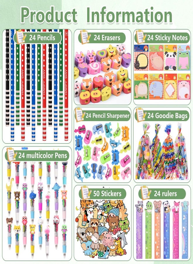 Ulema 24 Pack Cute Cartoon Animal Stationery Set,Birthday Gifts for Boys Girls School Goodie Bags School Classroom Games Rewards. - Image 2