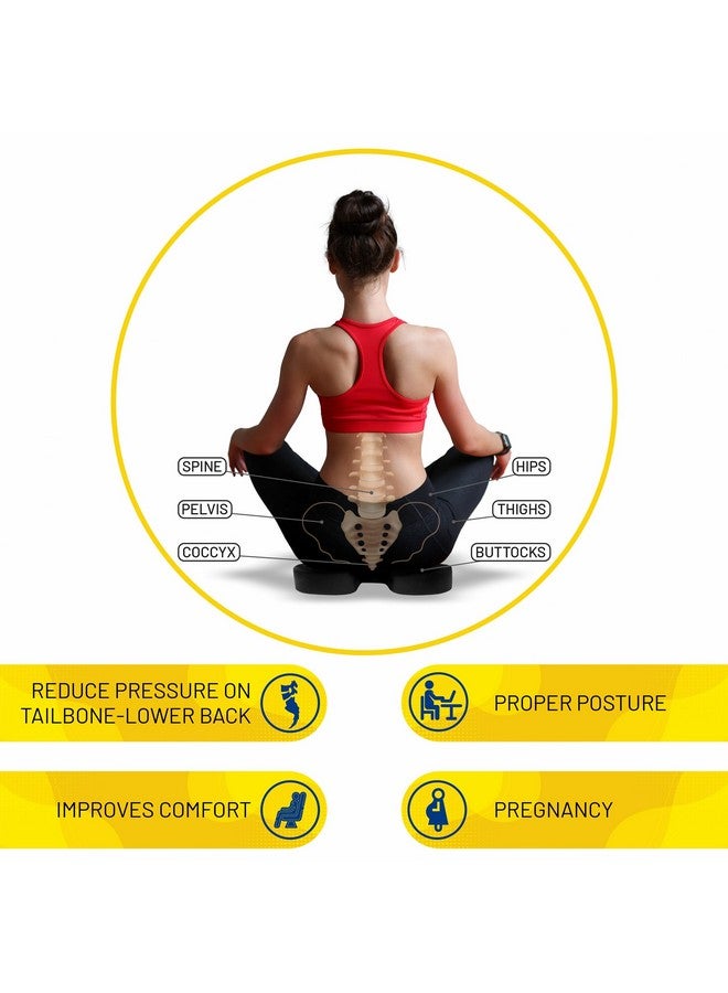DYNA وسادة دينيا لعظمة الذنب | وسادة مقعد طبية غير قابلة للانزلاق لتخفيف آلام عظمة الذنب وعلاج عرق النسا ودعم الورك | مصممة بشكل مريح | لمكتب/كرسي منزلي، كرسي متحرك، سيارة، طائرة - Image 2