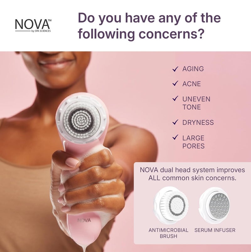 Spa Sciences - NOVA - Sonic Cleansing Brush with Bristles & Infusion System â€“ Anti-Aging Facial Exfoliating, Waterproof, and USB Rechargeable - Image 3