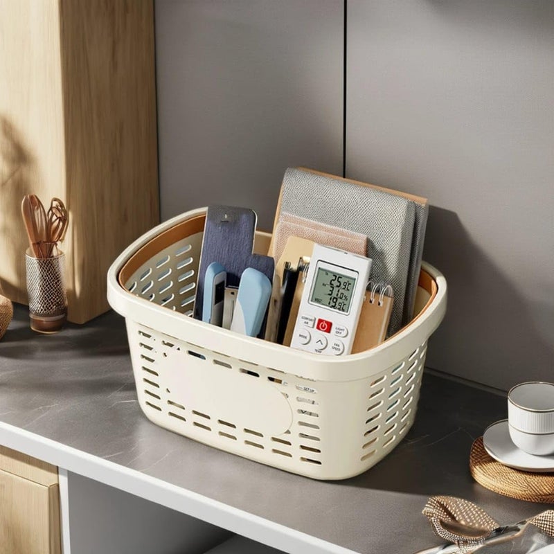 K.B.SALES KBSALES Plastic Basket Small Pantry Organizer Basket Bins Rectangular Storage Tray Basket Container with Handle for Shelf Plastic Storage Basket for Fruits Pack Of 1 - Image 2