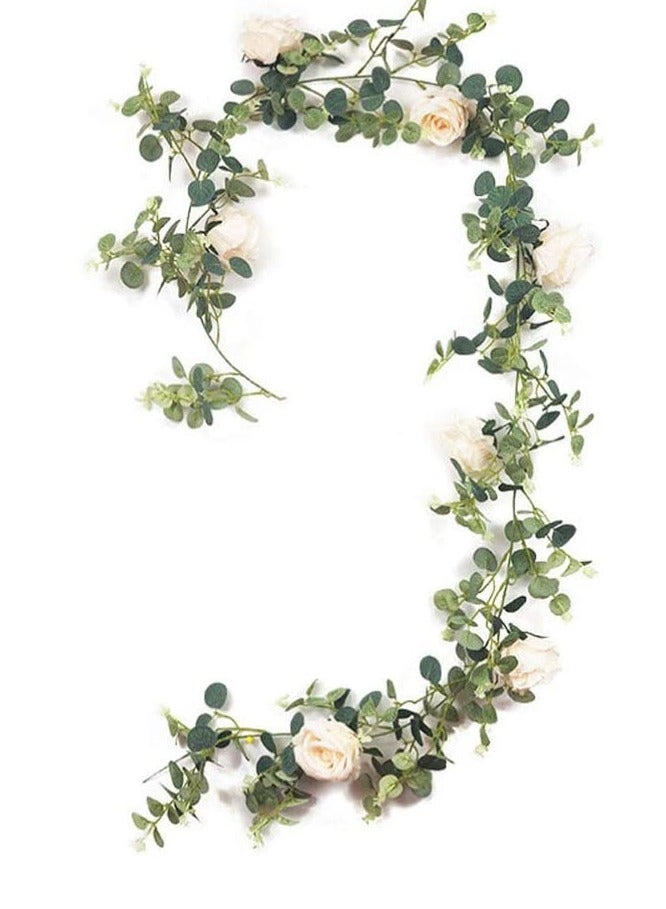 كابتن تيك Lifelike Silk Rose Garland for Home Wedding Party and Garden Decor Indoor Floral Banner  - Image 1