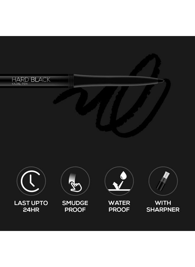 Renee - Hard Black Kajal Pen | 24 Hrs Stay Long Lasting Super Black Kajal Pencil 0.35Gm, Matte Finish, Rich Color Payoff, Smudge & Water Proof With One Swipe Application Formula - Image 1