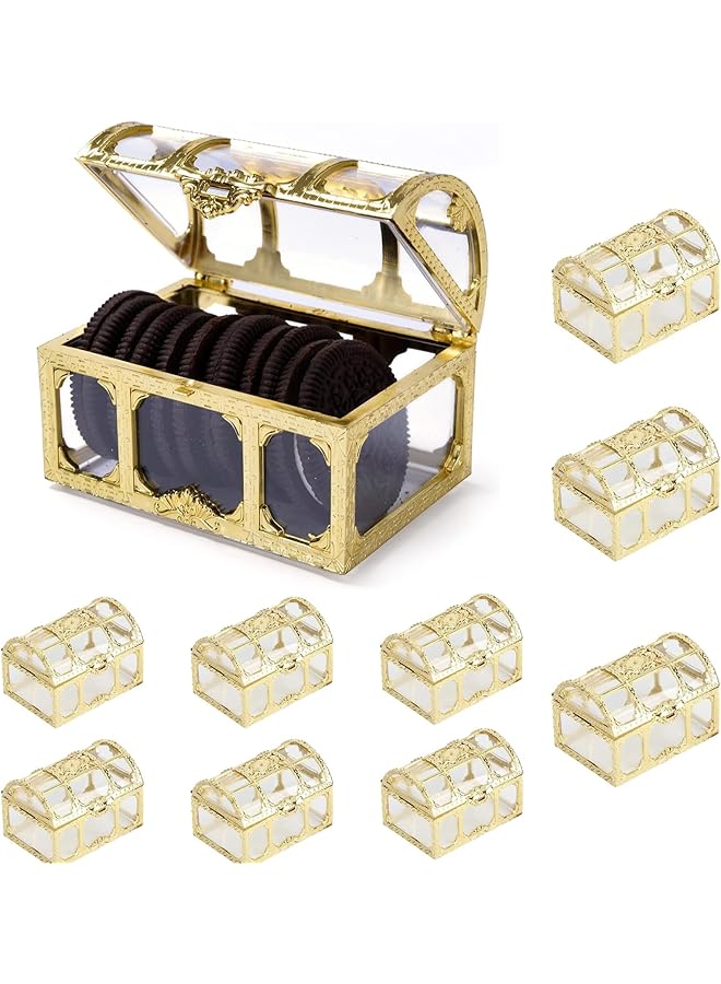 The Bros Candy Box Treasure Box Design for Chocolate Wedding Candy, Transparent Jewelry Box Chocolate Packaging Gift Decoration Display Box for Wedding Party Anniversary Birthday Gift Gold 10 Pcs - Image 1