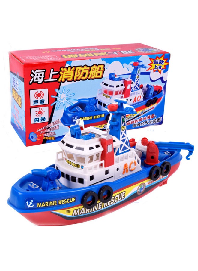 Children's Model Toy Electric Model Fire Boat Music Lights Will Spray Water Can Travel On The Water Stall-Color:Ship-English  - Image 2