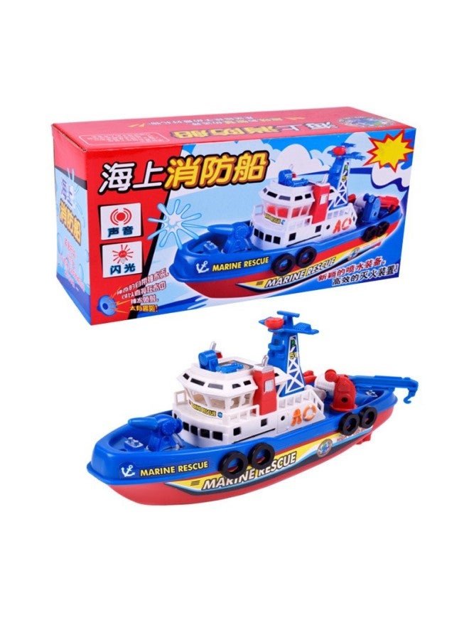 Children's Model Toy Electric Model Fire Boat Music Lights Will Spray Water Can Travel On The Water Stall-Color:Ship-English  - Image 4