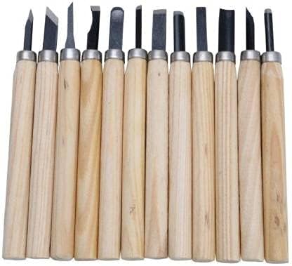 WISHBONE 12 Pcs Wood Carving Hand Chisel Tool Kit SetWood Working Professional Gouges Combination Chisel Set Paring Chisel Set Pack of 12 - Image 2