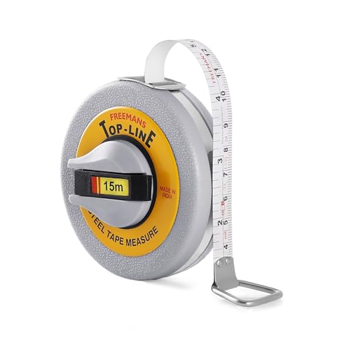 FREEMANS TW15 Top Line 15m:13mm Steel Measuring Tape - 15m/50ft || Unbreakable ABS Case || Stainless Steel Band || Dura Coat Tape Blade || Stainless Steel Mouth with End Hook - Image 1