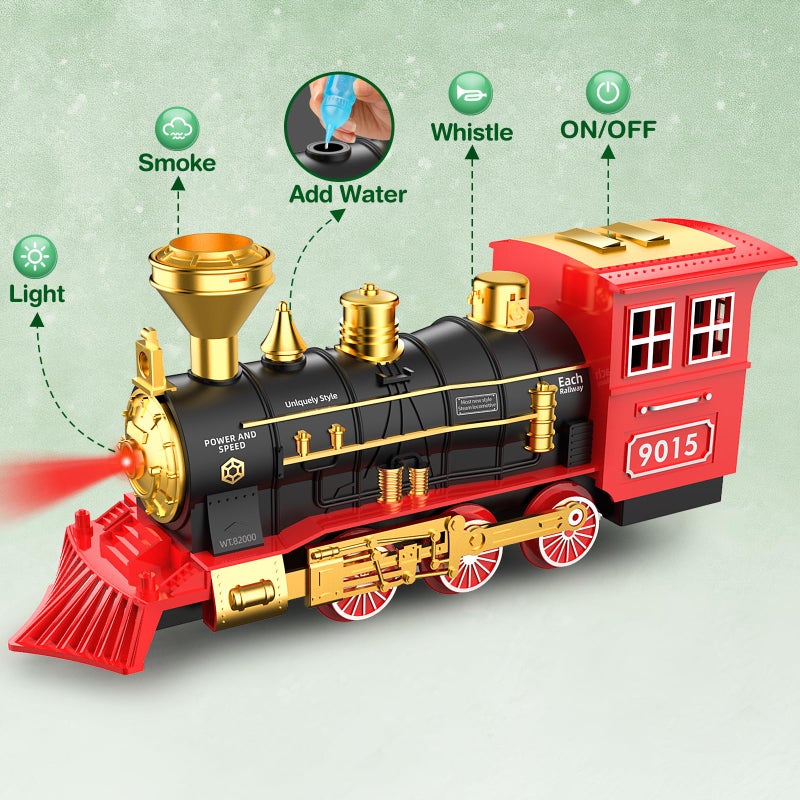 Hot Bee Train Set  Train Toys for Boys with Smokes Lights and Sound Toy Train Set for Under Christmas Tree Toddler Model Trains for 3 4 5 6 7 8 Years Old Kids Christmas Toys Gifts - Image 3
