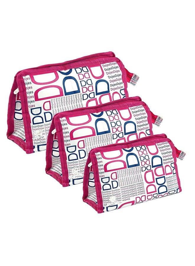 PRISMAXIC 3-Set Travel Makeup Pouch Toiletry Cosmetic Shaving Kit Bag dojes dojes Bag for Men and Women D Pouch (Pink) - Image 1