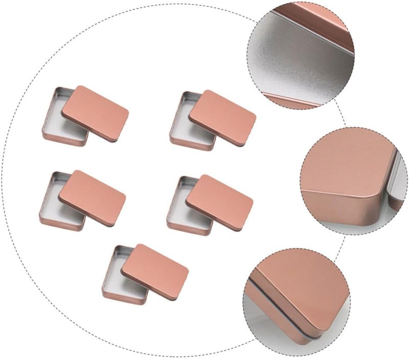 Climate adapted upgraded quality SHINEOFI Tinplate Storage Box Set 5pcs with Lid, Matte Metal Square Container for Home Organization, Nail Clipper and Keychain Holder, Random Color Packaging Natural material - Image 3