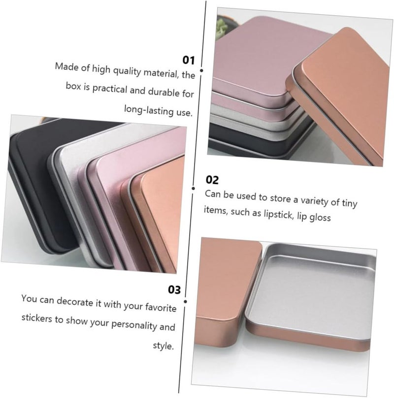 Climate adapted upgraded quality SHINEOFI Tinplate Storage Box Set 5pcs with Lid, Matte Metal Square Container for Home Organization, Nail Clipper and Keychain Holder, Random Color Packaging Natural material - Image 5