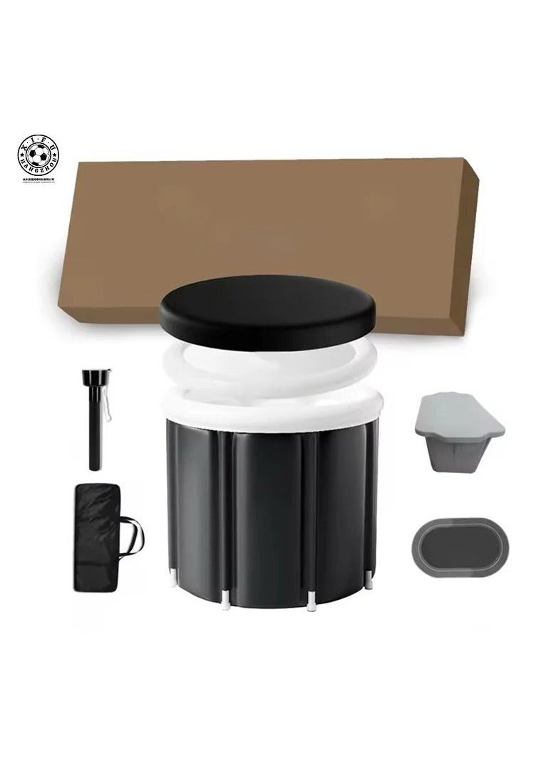 م.ا & ف'س حوض استحمام ثلجي كبير (مقاس XXL) محمول للعلاج بالماء البارد والتعافي والتدريب - حوض استحمام ثلجي فاخر مزود بغطاء للرياضيين (أسود) - Image 2