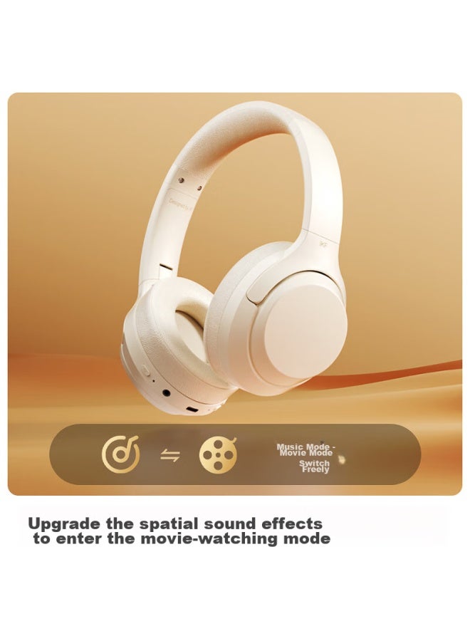 Ikf T1 Pro Wireless And Wired Bluetooth Headphones With Hifi Sound Quality, Call Noise Reduction, Environmental Sound Transparency, Long Battery Life, And 3d Sound - Cloud Rock White - Image 4