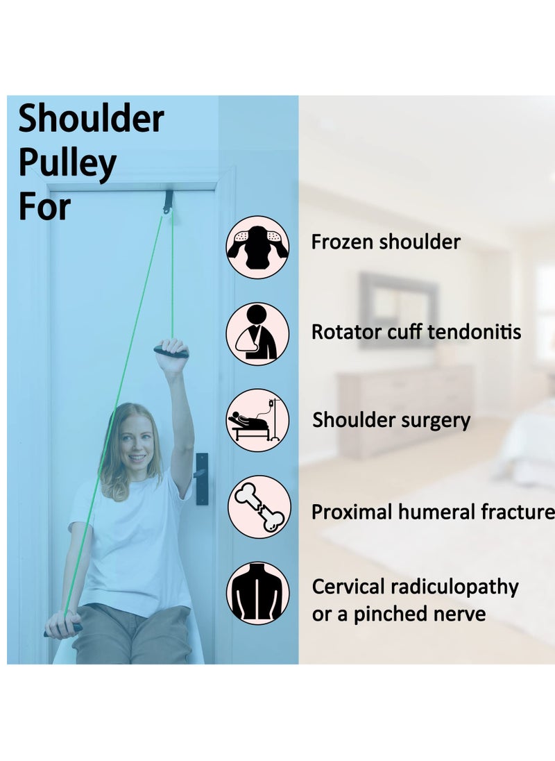 Excefore - Shoulder Pulley Over Door Rehab Exerciser, Exercise Pulley for Physical Therapy, lleviate Shoulder Pain, Facilitate Recovery from Surgery for Frozen Shoulder Physical Therapy,Green - Image 1