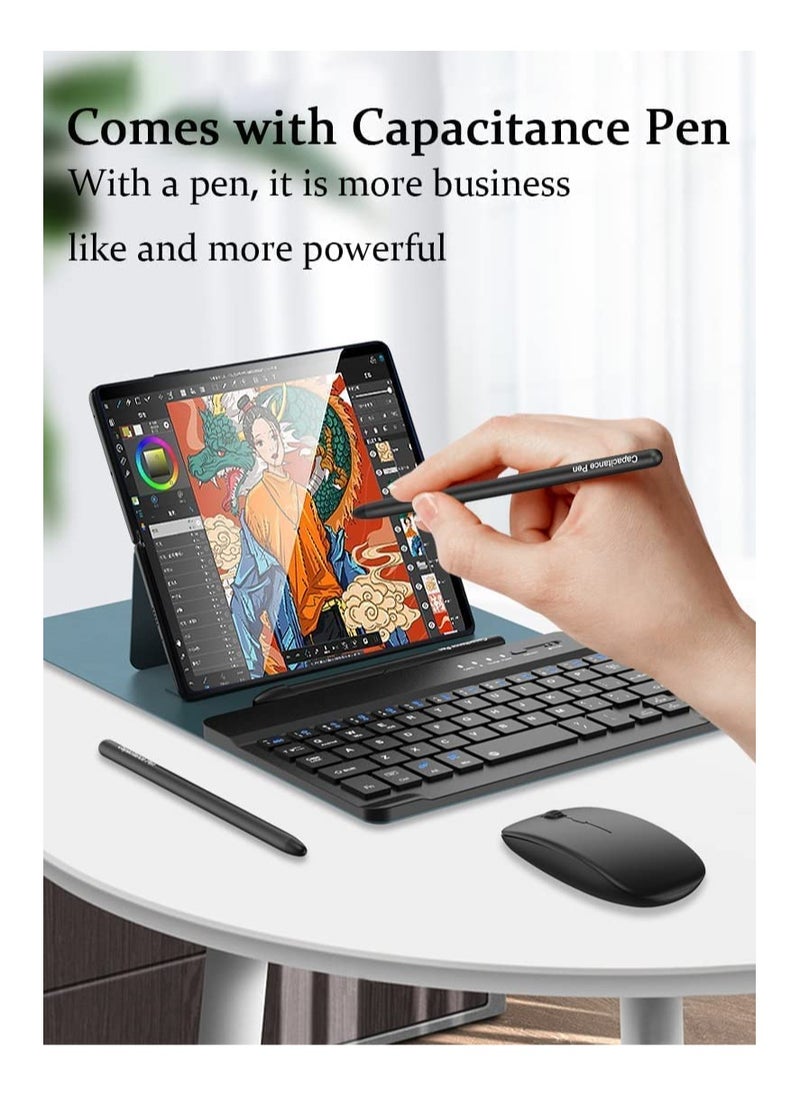[4 في 1] غطاء لحافظة لوحة مفاتيح Samsung Galaxy Z Fold 5/Fold 4، مع ماوس بلوتوث وقلم سعوي ولوحة مفاتيح بلوتوث لهاتف Samsung Z Fold 4/Fold 3/Fold 2 (ألياف الكربون باللون الأسود)