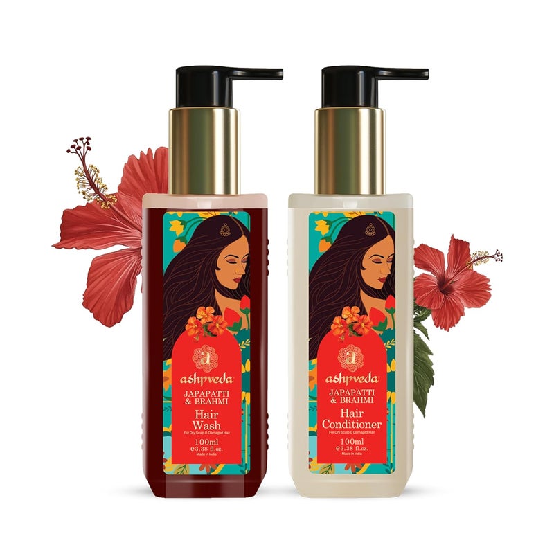 Ashpveda Japapatti Brahmi Ayurvedic Hair Wash Shampoo Conditioner Combo for Damaged Hair Repair 200 ml - Image 1