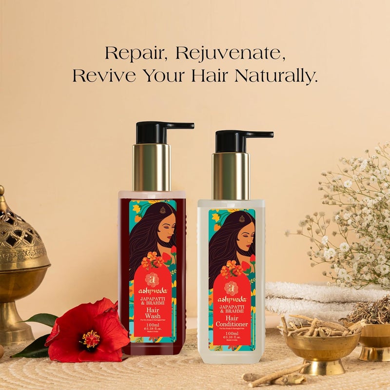 Ashpveda Japapatti Brahmi Ayurvedic Hair Wash Shampoo Conditioner Combo for Damaged Hair Repair 200 ml - Image 2