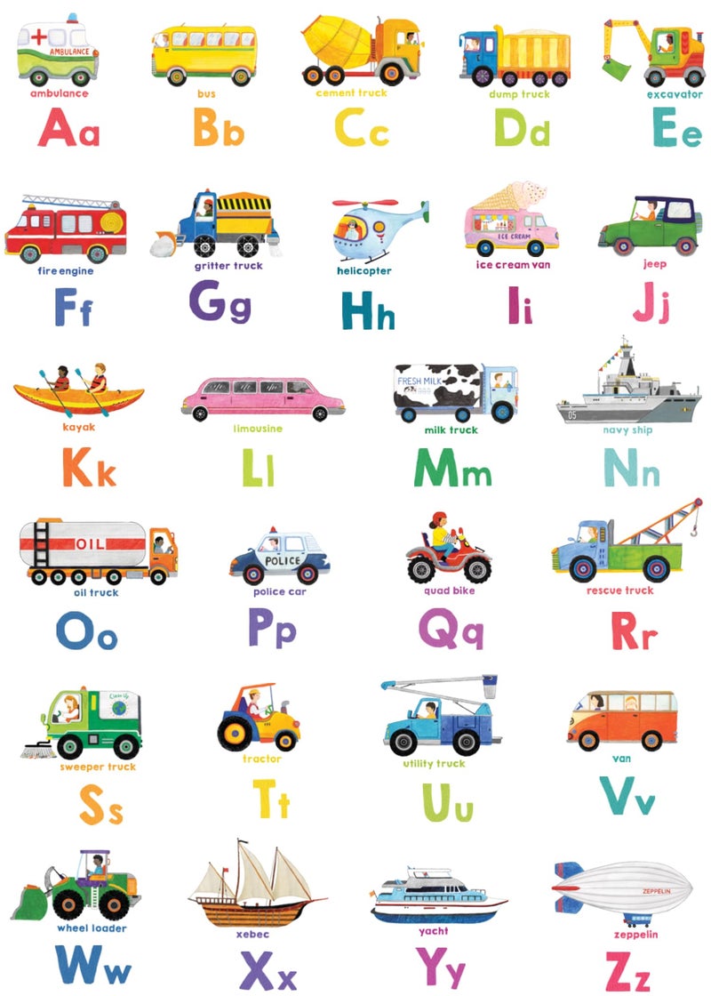 DECOWALL DS82005N Transport Alphabet Kids Wall Stickers Wall Decals Peel and Stick Removable Wall Stickers for Kids Nursery Bedroom Living Room