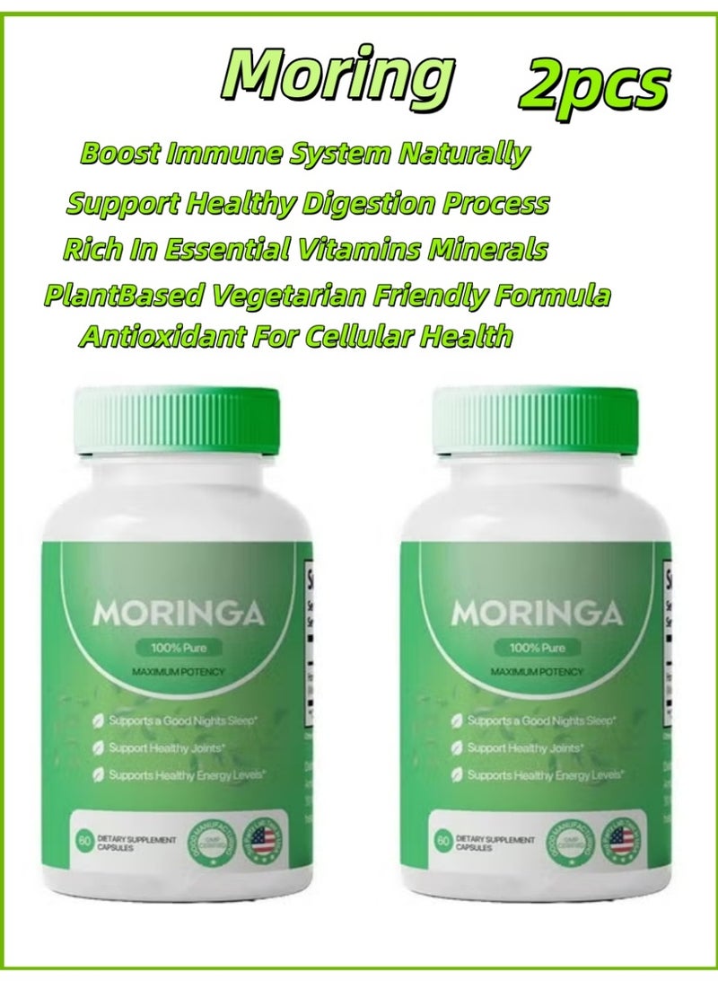 مورينجا كبسولات المورينجا عبوة مزدوجة - ١٢٠ كبسولة نباتية - دعم المناعة صحة الهضم فيتامينات طبيعية - Image 1