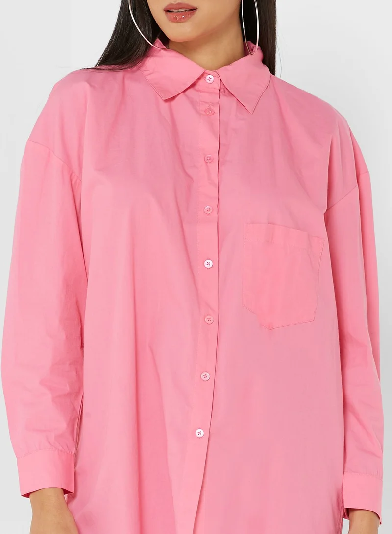 In the style Pocket Detail High Low Shirt