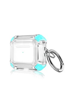 Case Cover Anti-drop Transparent PC Two-color Earphone Protective Case with Hanging Loop for AirPods 3 Mint Green