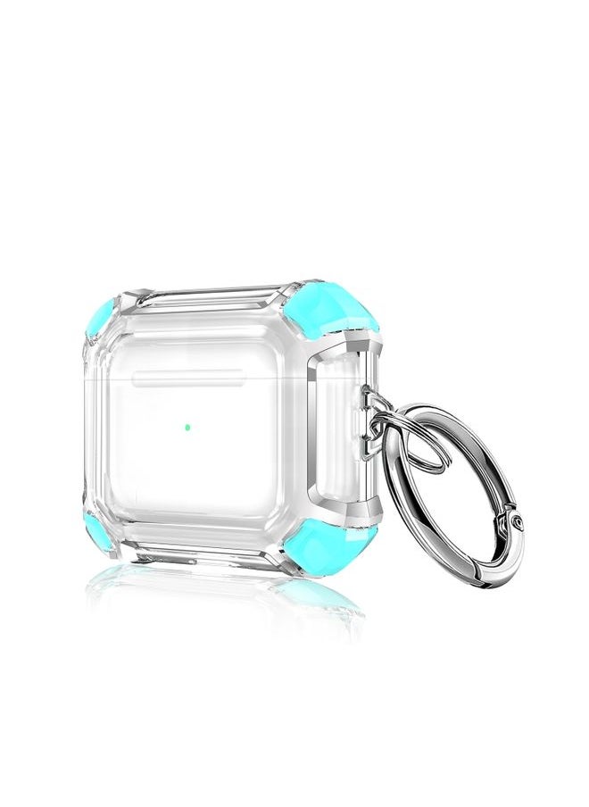 Generic - Case Cover Anti-drop Transparent PC Two-color Earphone Protective Case with Hanging Loop for AirPods 3 Mint Green - Image 1