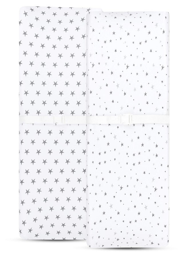 Ely's & Co. Ely’s & Co. Patent Pending Waterproof Changing Pad Cover|Cradle Sheet 2-Pack Set for Baby Boy - 100% Cotton, Jersey Knit Cotton Sheets with Waterproof Lining - Grey Stars - Image 2
