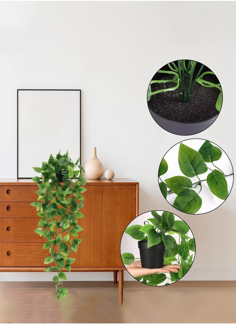Arabest - 85cm Potted Artificial Hanging Mandala Vine Plant with Realistic False Leaves For Home and Office Indoor and Outdoor Gardens Bookshelf - Image 1