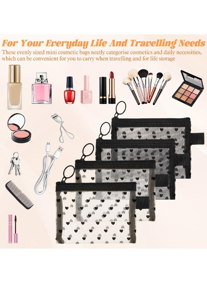 4 PCS Heart Print Clear Storage Bag With Zipper, For Cosmetics Toiletries Holiday Travel Essentials - Image 4