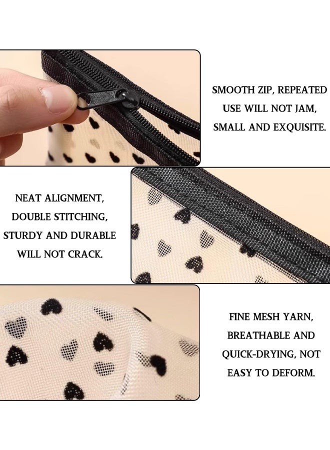 4 PCS Heart Print Clear Storage Bag With Zipper, For Cosmetics Toiletries Holiday Travel Essentials - Image 3