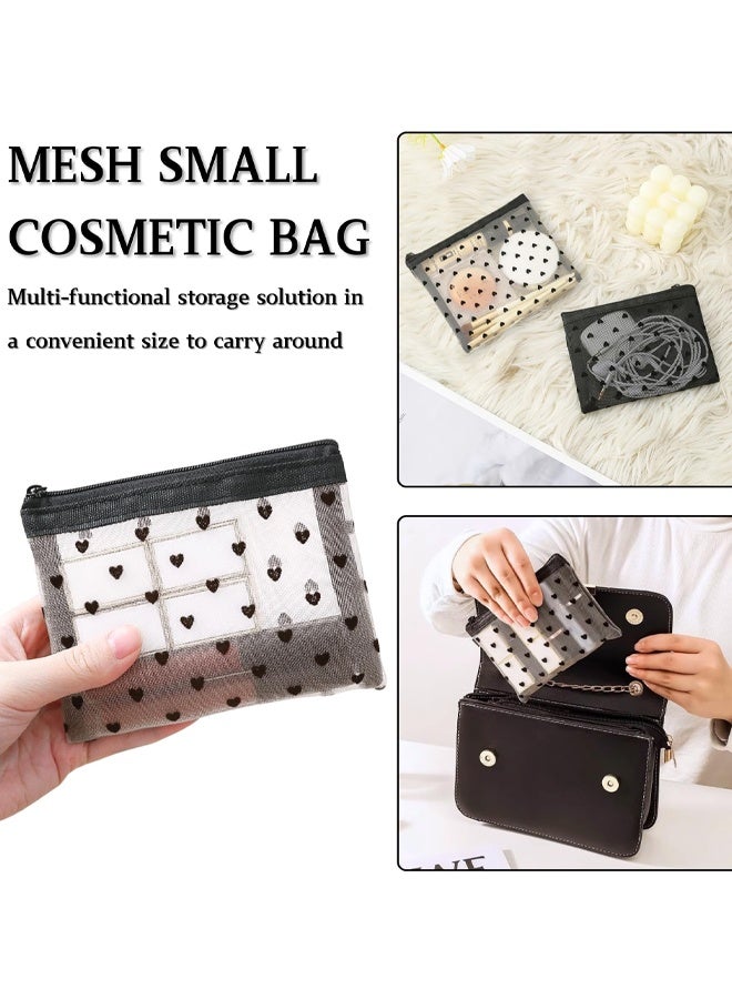 4 PCS Heart Print Clear Storage Bag With Zipper, For Cosmetics Toiletries Holiday Travel Essentials - Image 5