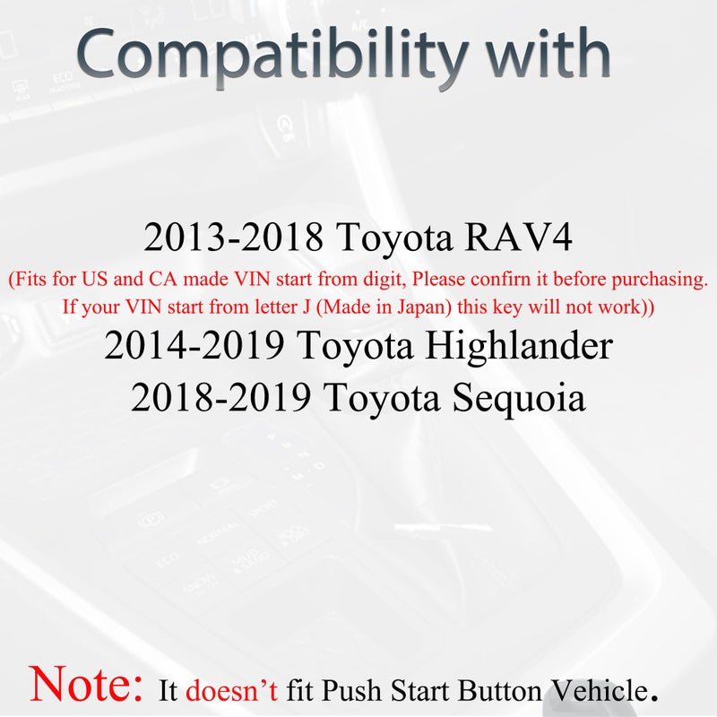 SUPALAND Key Fob Keyless Entry Fits for 2013-2018 Toyota RAV4 / 2014-2019 Highlander / 2018-2019 Sequoia Remote Control Key Replacement 4 Button GQ4-52T 89070-0R100 H-Chip - Image 3