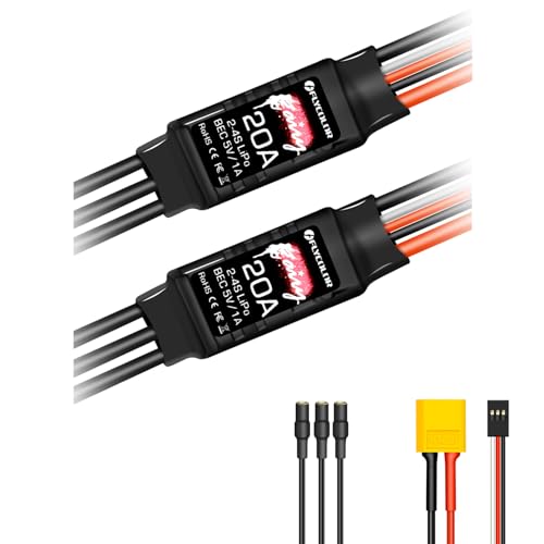 HAWK'S WORK Brushless ESC, 20A Brushless Motor Electric Speed Controller BEC 5V 1A with XT60 & 3.5mm Plugs, Super Light-Weight & Small (2 Pack) - Image 1